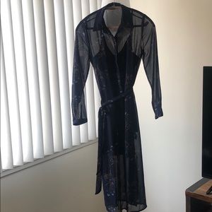 🍀 Lucky Brand navy sheer midi dress 🍀